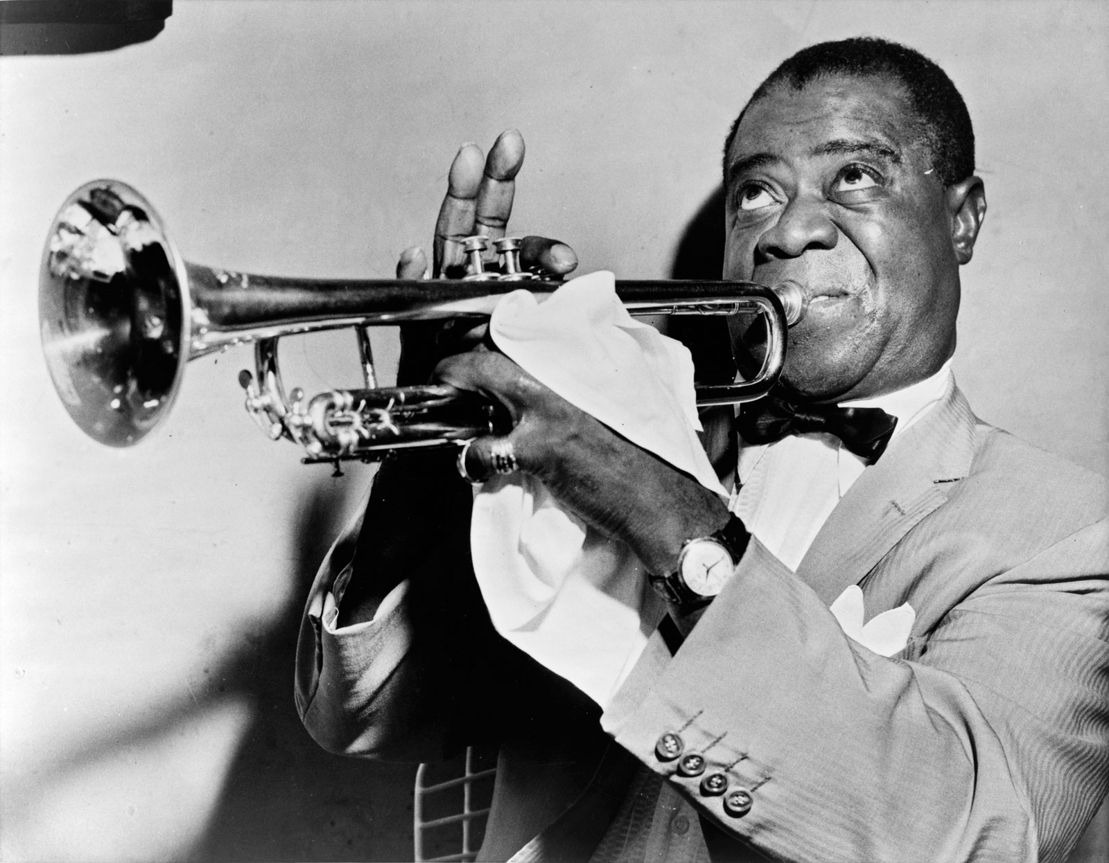 Pictured: Louis Armstrong with a trumpet